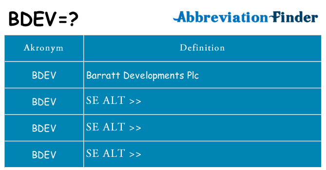 Hvad betyder bdev står for
