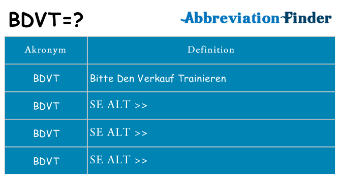 Hvad betyder bdvt står for