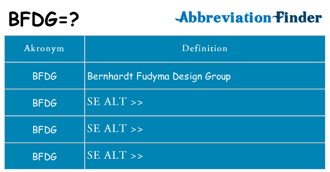 Hvad betyder bfdg står for