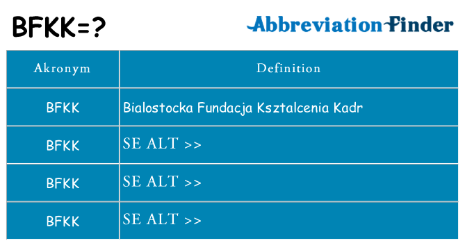 Hvad betyder bfkk står for