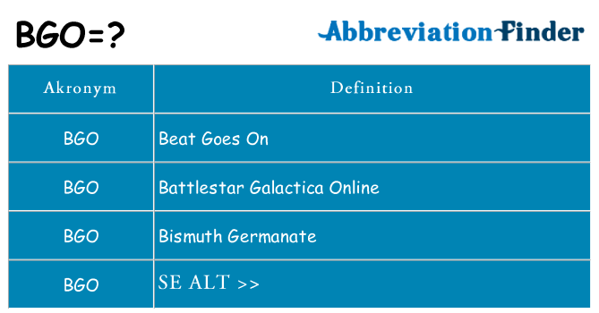 Hvad betyder bgo står for
