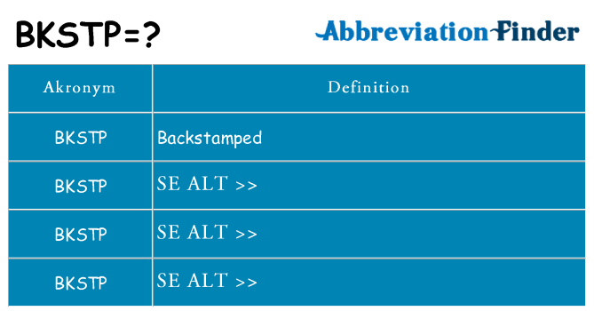Hvad betyder bkstp står for