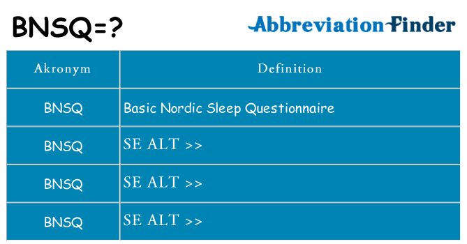 Hvad betyder bnsq står for