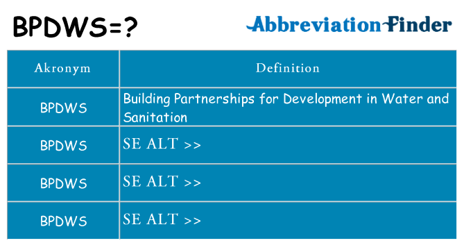 Hvad betyder bpdws står for
