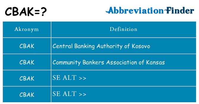 Hvad betyder cbak står for
