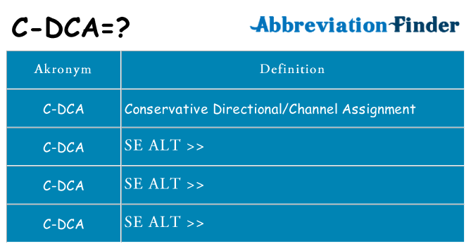 Hvad betyder c-dca står for