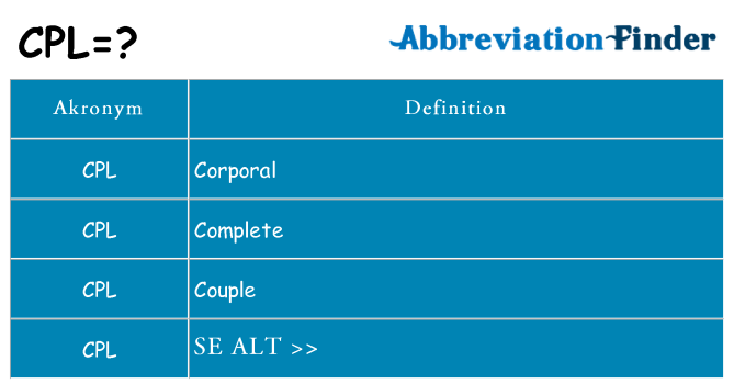 Hvad betyder cpl står for