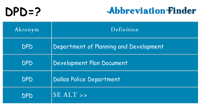 Hvad betyder dpd står for