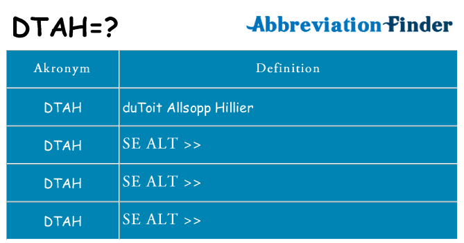 Hvad betyder dtah står for