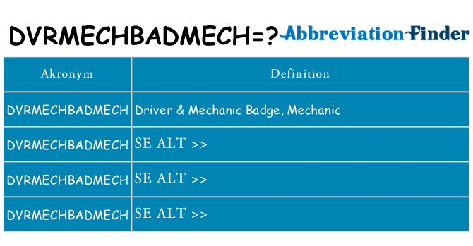 Hvad betyder dvrmechbadmech står for