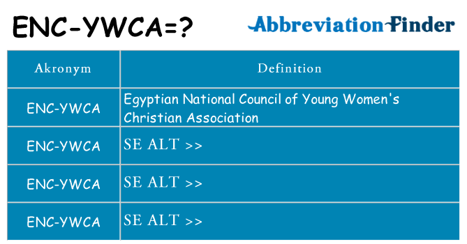 Hvad betyder enc-ywca står for