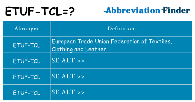 Hvad betyder etuf-tcl står for