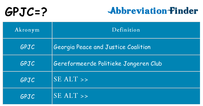 Hvad betyder gpjc står for