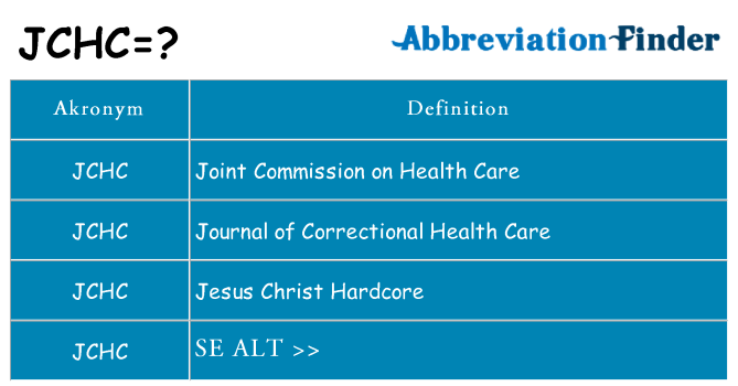 Hvad betyder jchc står for