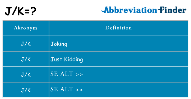 Hvad betyder jk står for
