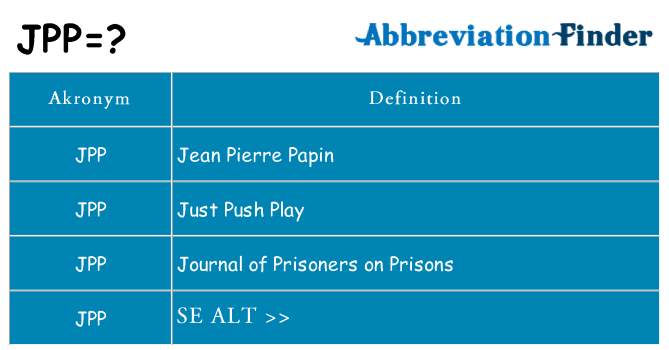 Hvad betyder jpp står for