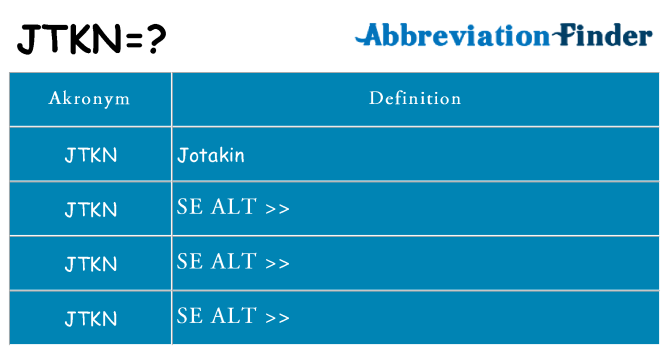 Hvad betyder jtkn står for