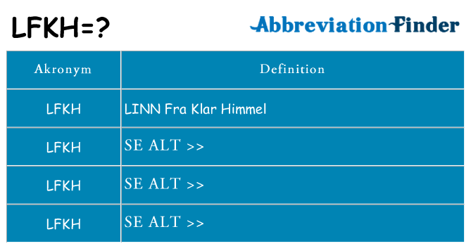 Hvad betyder lfkh står for