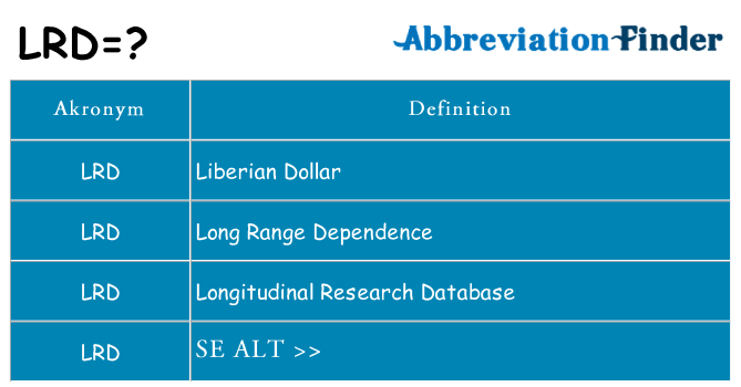 Hvad betyder lrd står for