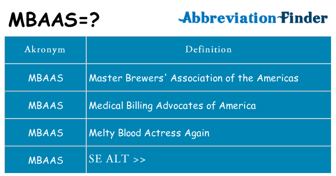 Hvad betyder mbaas står for