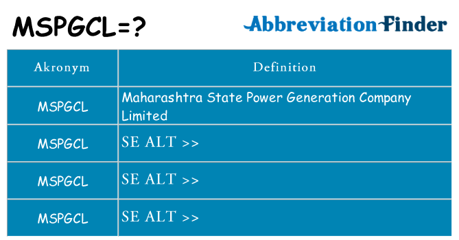 Hvad betyder mspgcl står for