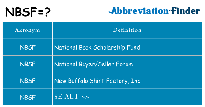Hvad betyder nbsf står for