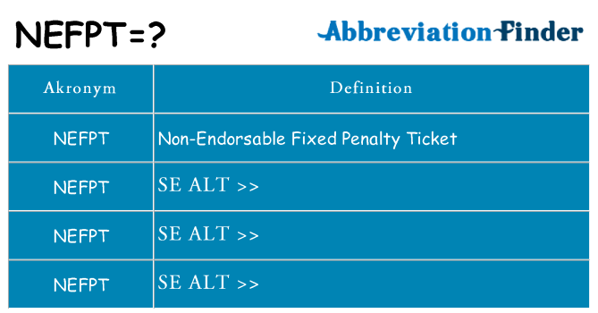 Hvad betyder nefpt står for