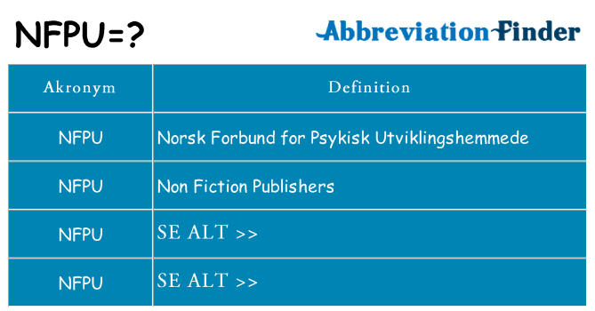 Hvad betyder nfpu står for