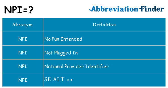 Hvad betyder npi står for
