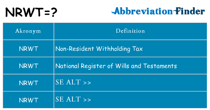 Hvad betyder nrwt står for