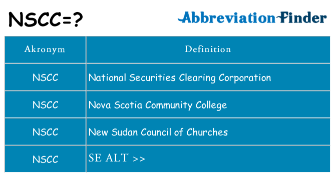 Hvad betyder nscc står for