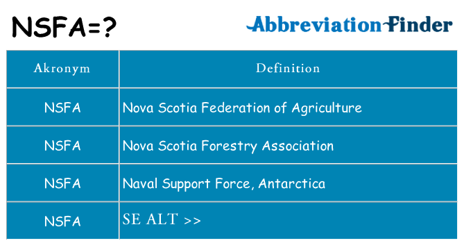 Hvad betyder nsfa står for