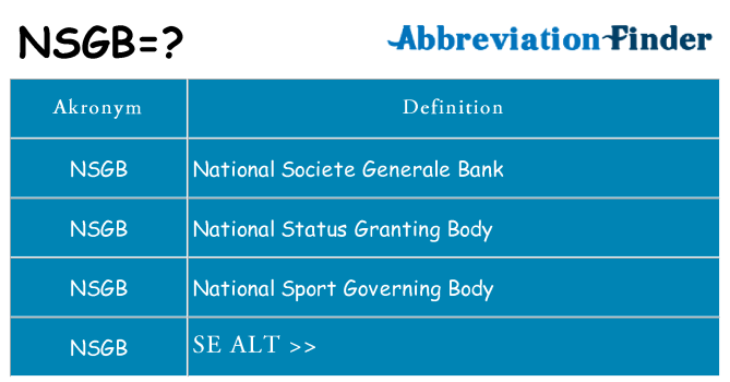 Hvad betyder nsgb står for