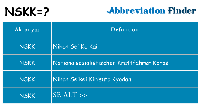 Hvad betyder nskk står for