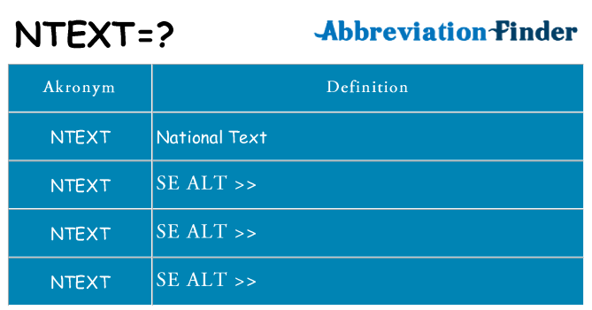 Hvad betyder ntext står for