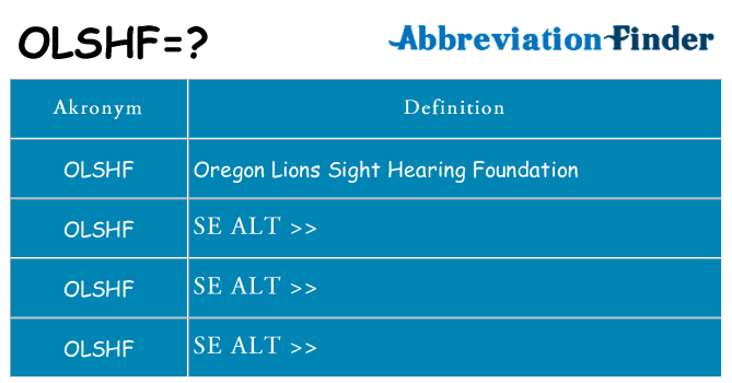 Hvad betyder olshf står for