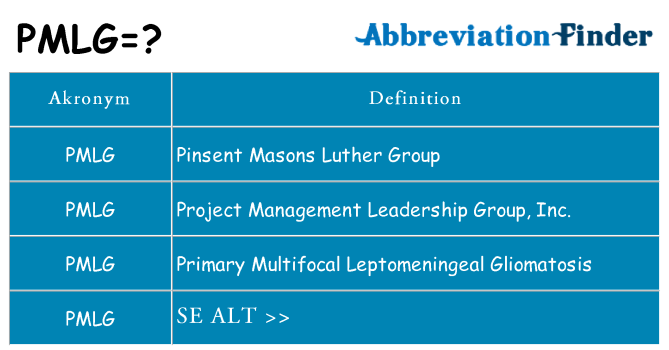 Hvad betyder pmlg står for