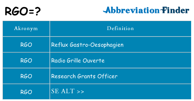Hvad betyder rgo står for