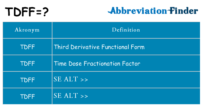 Hvad betyder tdff står for