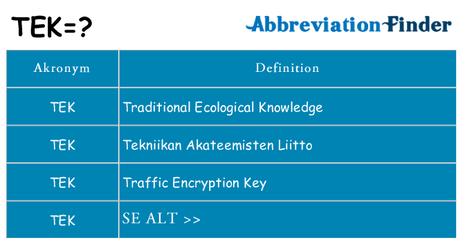 Hvad betyder tek står for