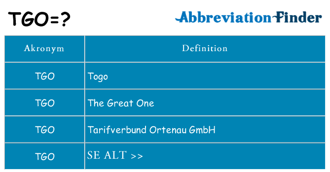 Hvad betyder tgo står for