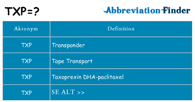 Hvad betyder txp står for