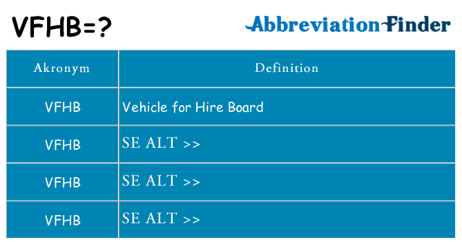 Hvad betyder vfhb står for