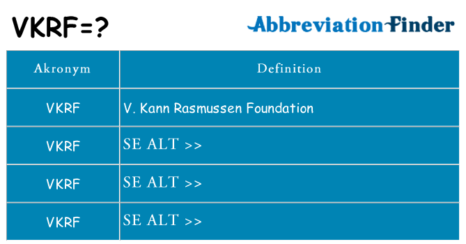 Hvad betyder vkrf står for