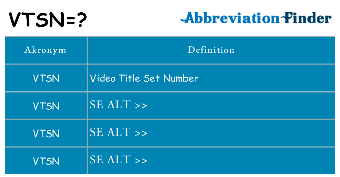 Hvad betyder vtsn står for