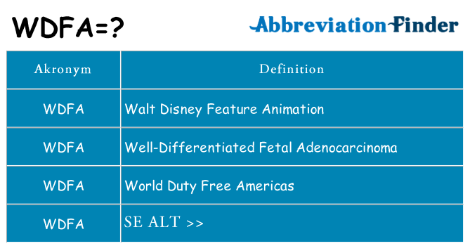 Hvad betyder wdfa står for