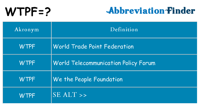Hvad betyder wtpf står for