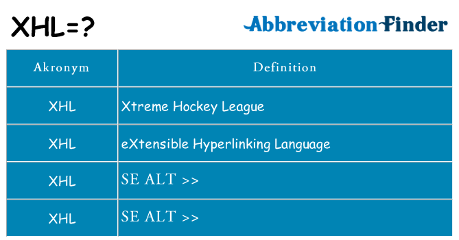 Hvad betyder xhl står for