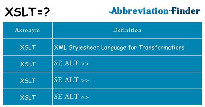 Hvad betyder xslt står for