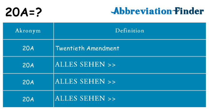 Wofür steht 20a